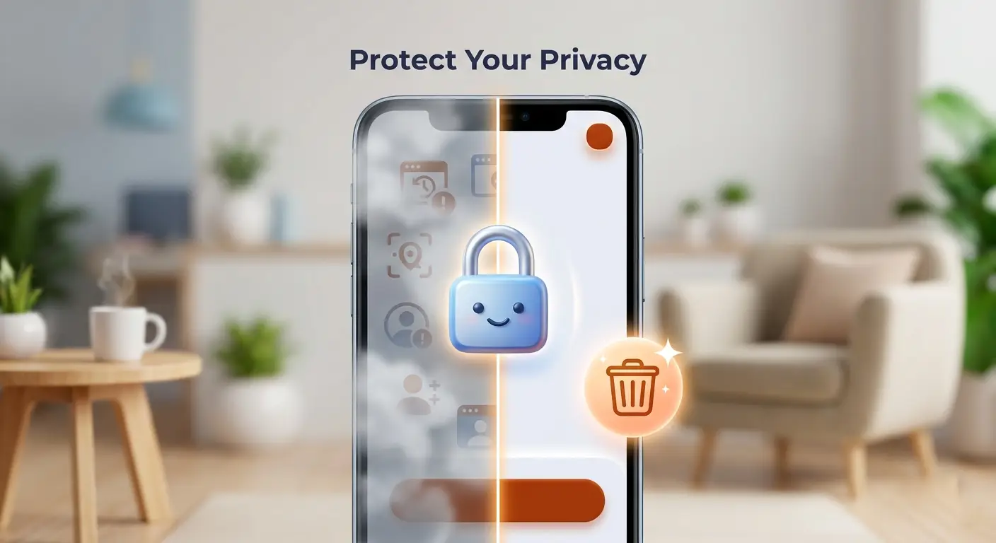 Privacy lock icon on a smartphone screen